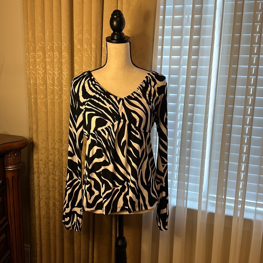 Worthington Stretch Size L Zebra Print Blouse